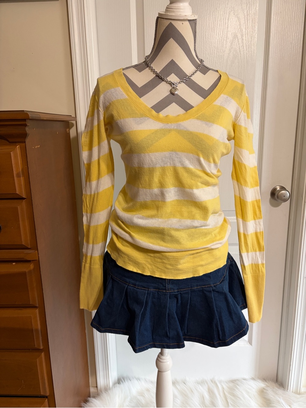 Y2K American Eagle Yellow Striped Top Size Small